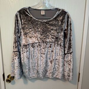 Arizona Jean Company Crushed Velvet Blouse - Silver Gray Size Large